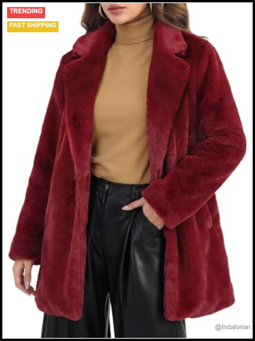 Faux Fur Coat Lapel Warm Winter Casual Long Fluffy Jacket